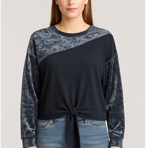 Code x Mode Crushed Velvet Tie Front Top
